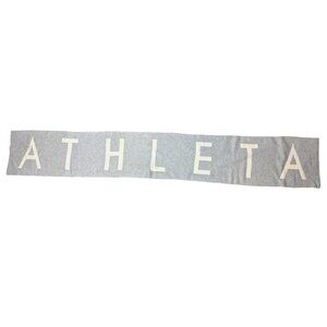 Athleta Reversible Logo Knit Scarf Gray & Cream Cotton Blend